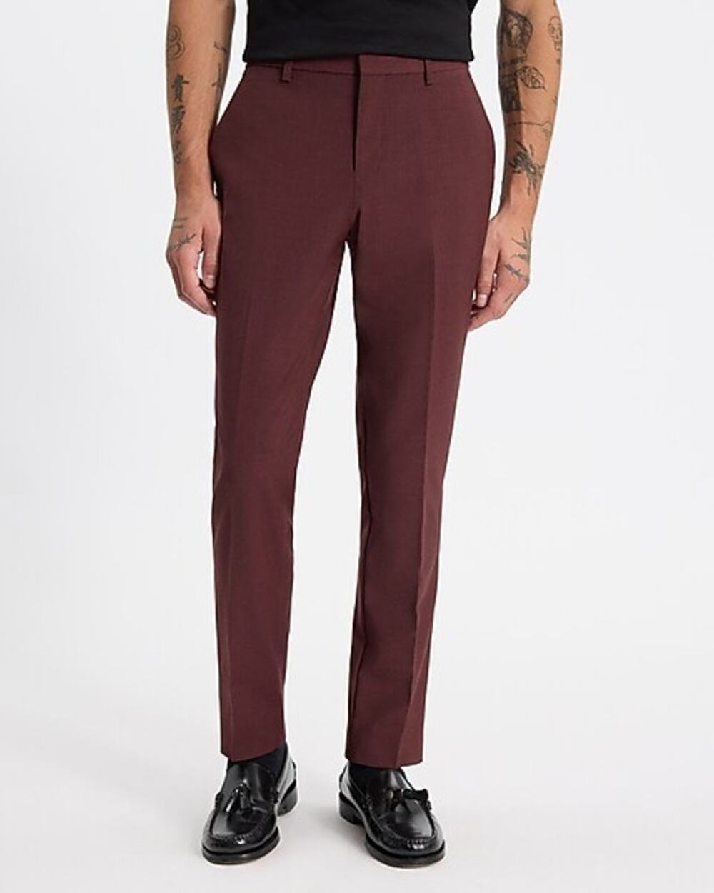 Express NWT Slim Burgundy Wool-Blend Modern Tech Suit Pant Men's 34X32 Luxury